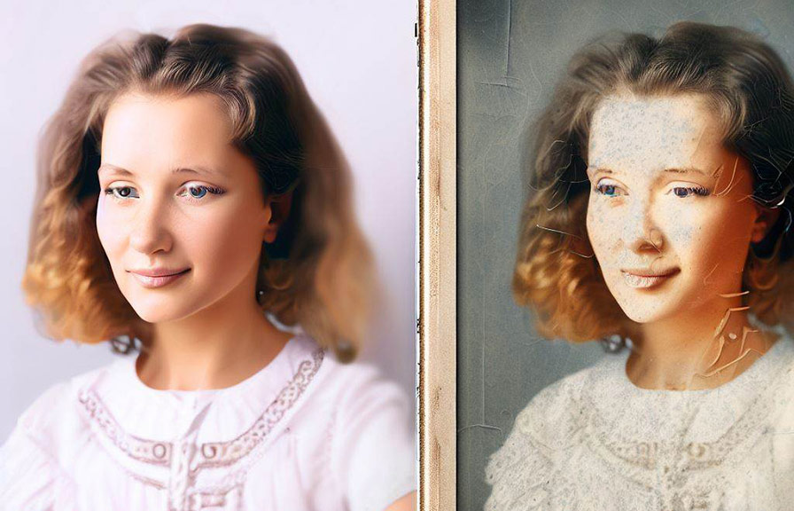 Restoring an old family photograph with AI-powered photo restoration technology