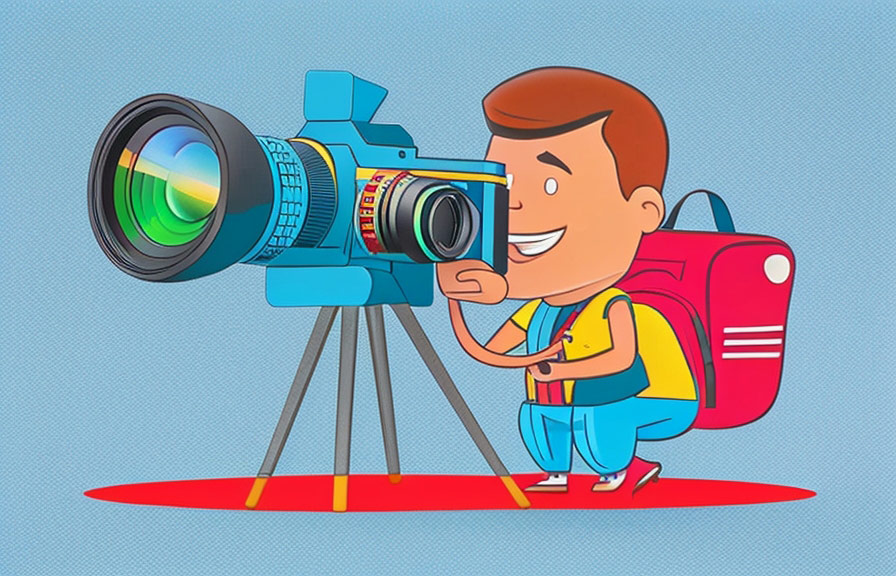 Cartoon person taking photo with camera