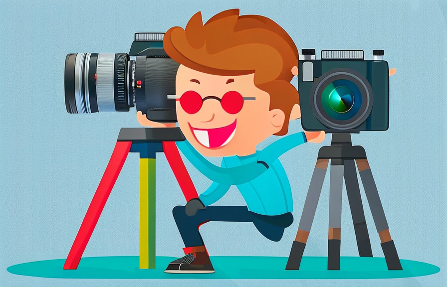 Cartoon of person taking photo with camera