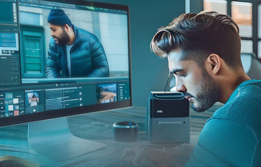 Person using Photoshop to manipulate an image