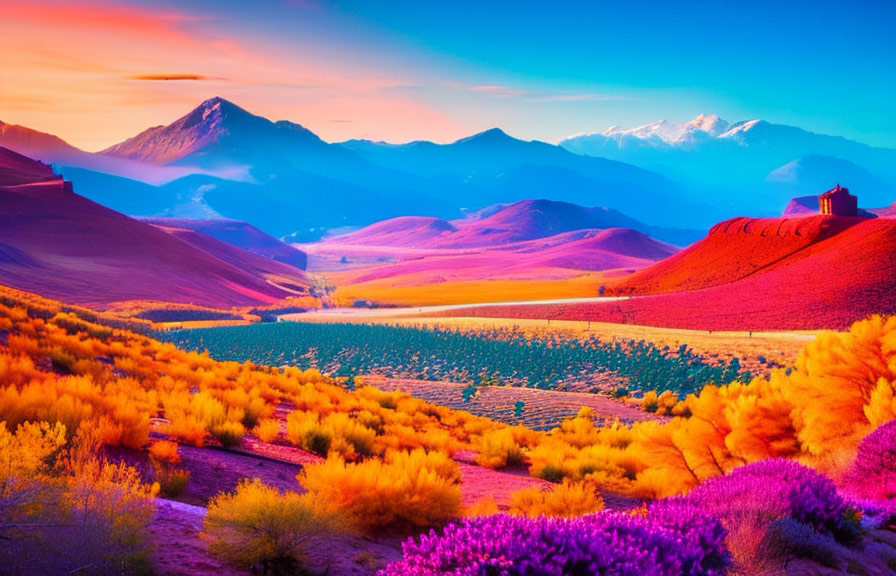 Landscape with vibrant colors and warm atmosphere after color correction