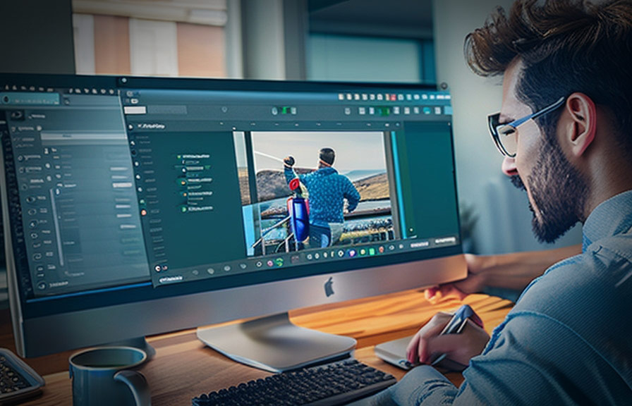 Person editing an image with photo retouching software