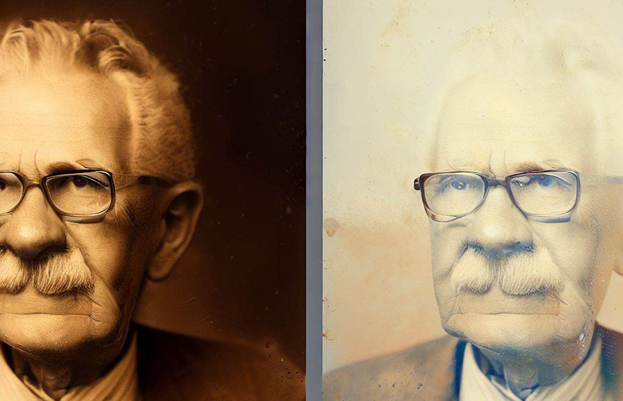 Old, faded photo restored using photo restoration techniques