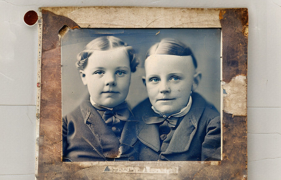 Aged photo with scratches and damage