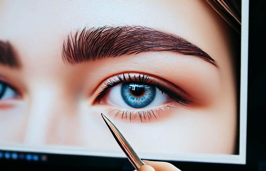 Eyebrow retouching in a photo