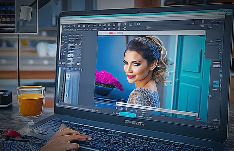 Product photo editing software in use