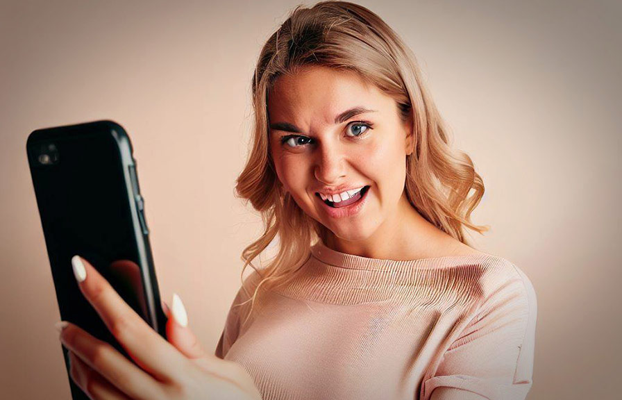 Person editing body shape on phone