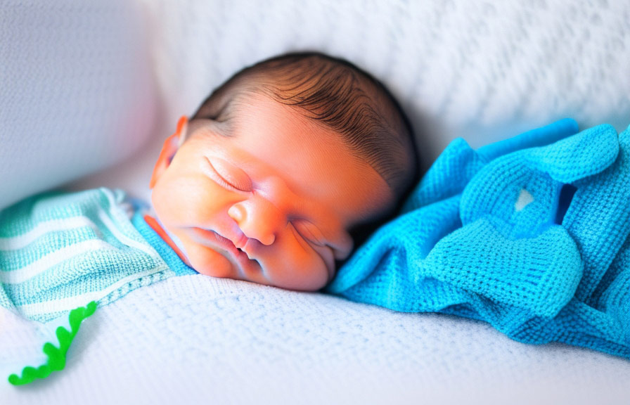 Newborn baby sleeping peacefully on a soft blanket