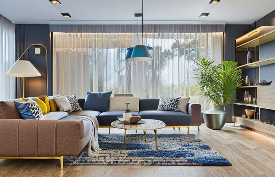 modern living room with stylish furniture and decor