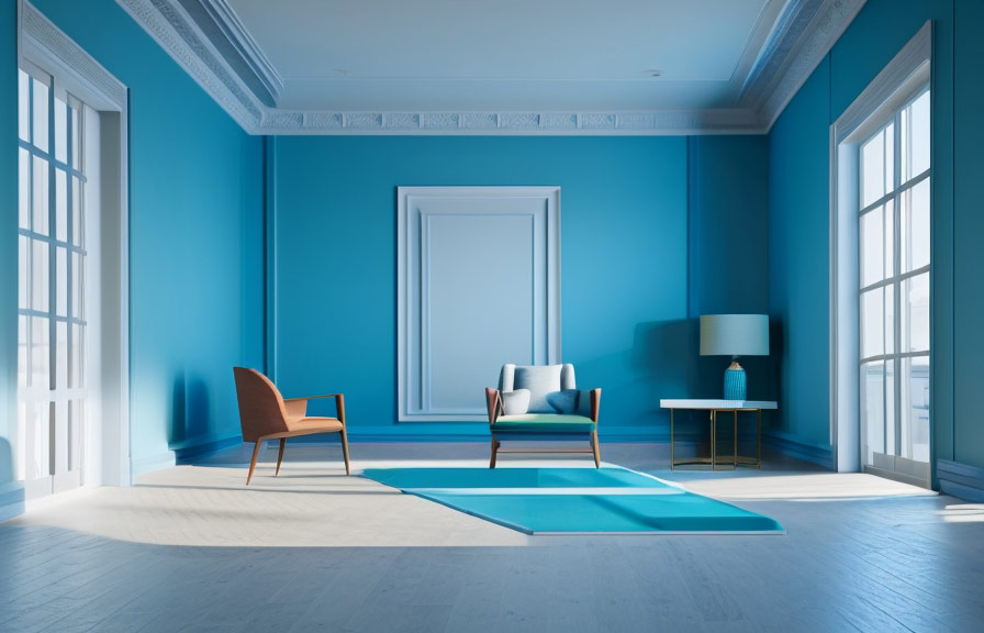 virtual staging of an empty room with furniture added