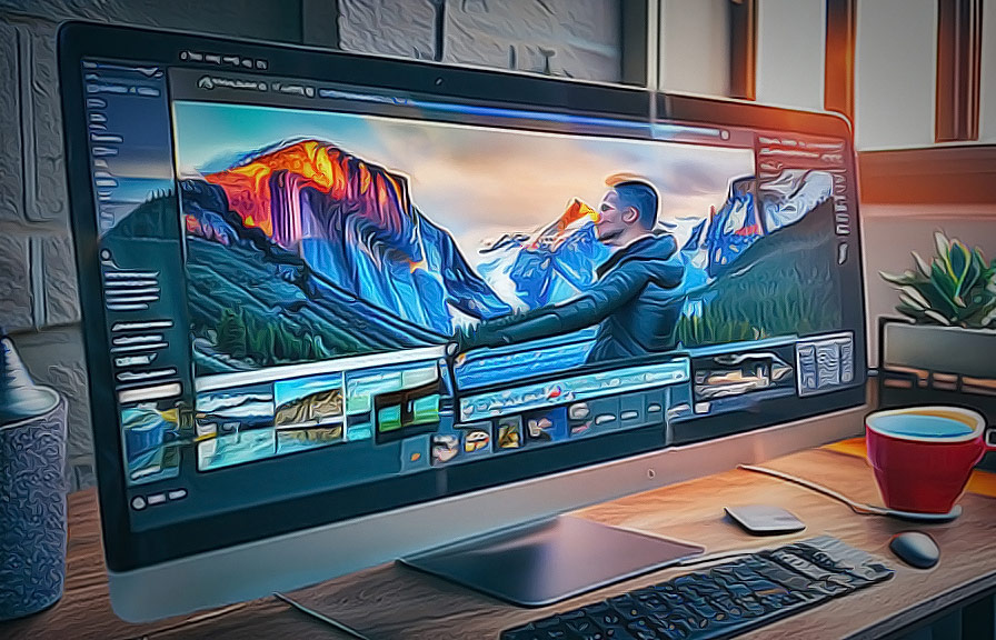 Person editing a photo on a computer