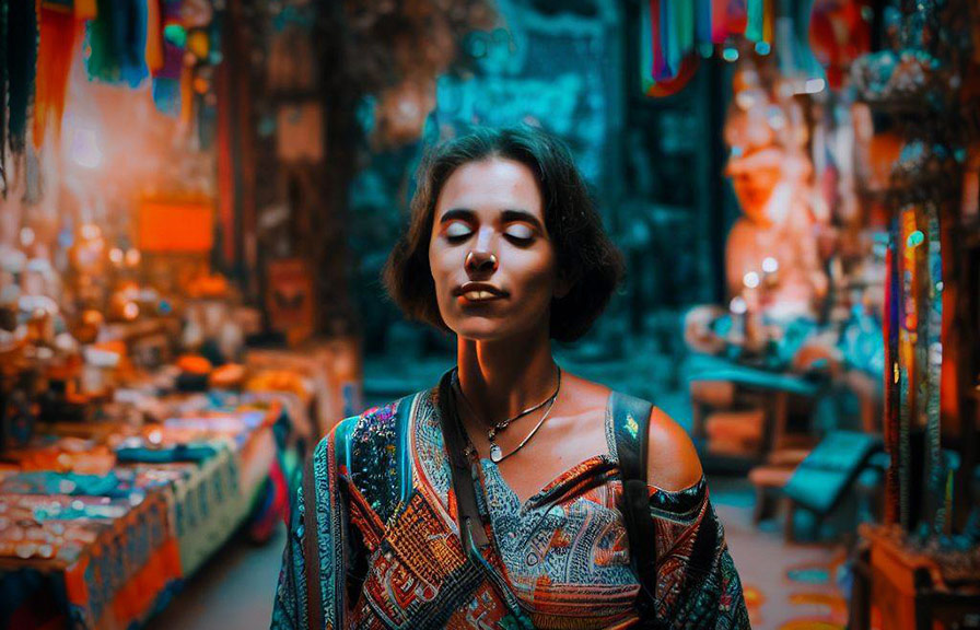 Vibrant and colorful travel photo capturing the essence of a place and its local culture