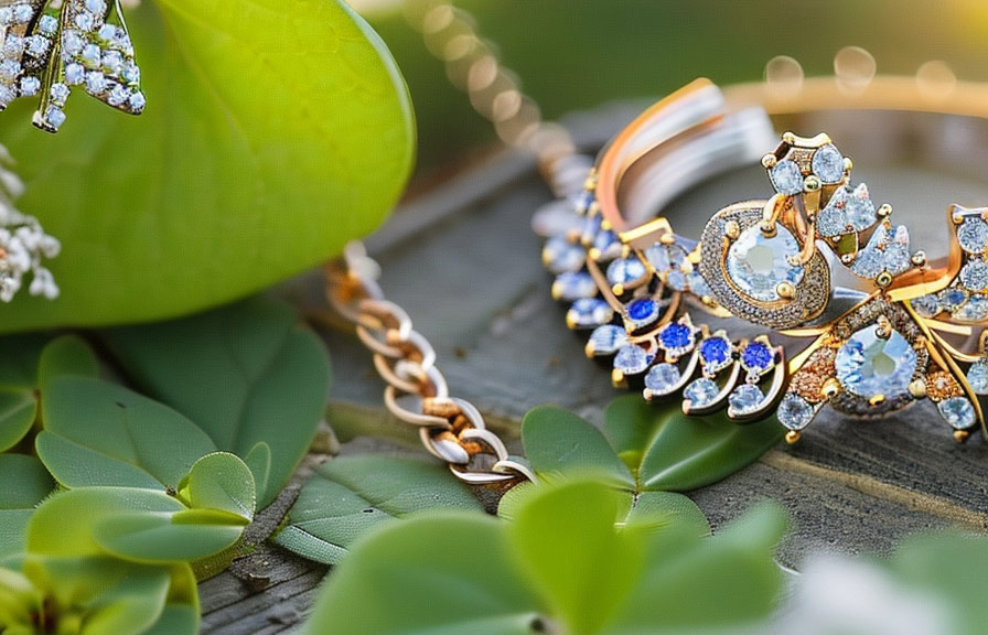 Close-up shot of jewelry with natural background