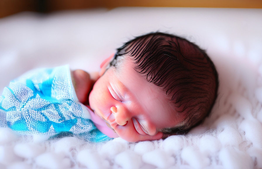 Newborn baby sleeping peacefully in simple pose