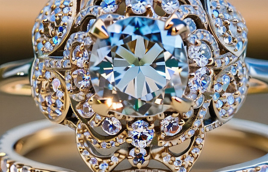 Close-up of diamond ring captured through jewelry photography