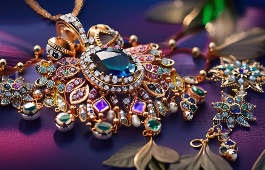 Stunning jewelry photo with intricate details and dramatic lighting reflecting the quality of the piece