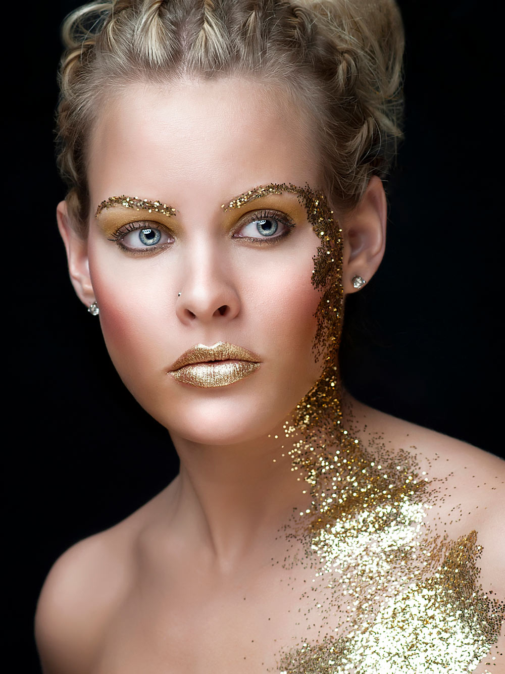 highend photo Makeup retouching on model